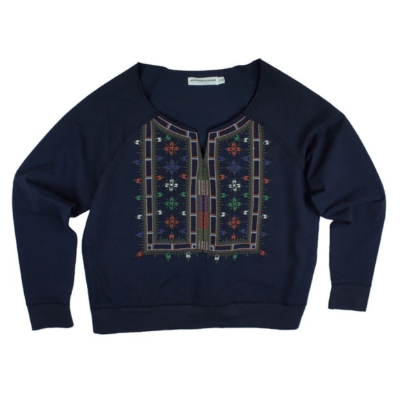 New ARTISAN DE LUXE Navy Embroidered Sweatshirt - Picture 1 of 3